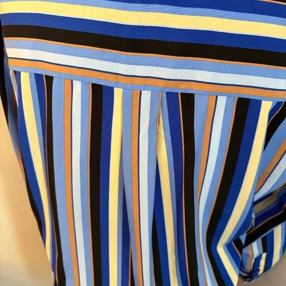 Nine West Striped Blouse Blue Multi-Color Women's Large - Picture 7 of 9
